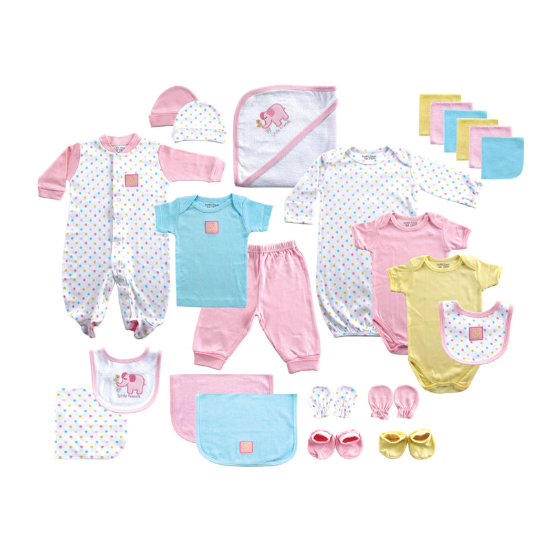 Luvable Friends Layette Gift Cube, Pink Elephant