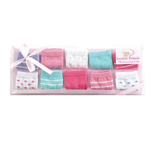 Luvable Friends Socks Giftset, Pink 10-Pack