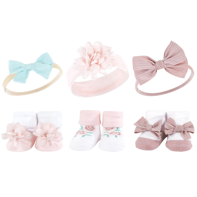 Hudson Baby Headband and Socks Giftset, Soft Floral