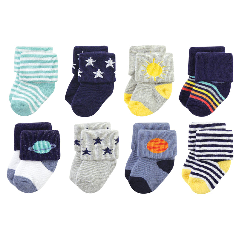 Hudson Baby Cotton Rich Newborn and Terry Socks, Solar System