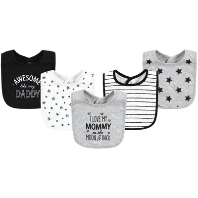 Hudson Baby Cotton Bibs, Mom Dad Moon And Back