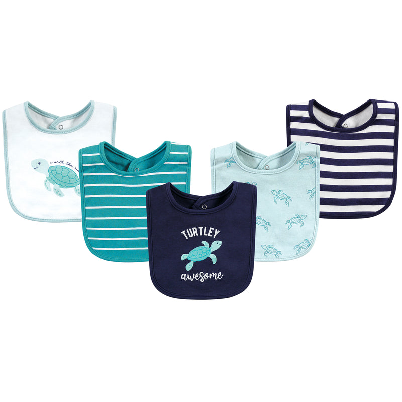 Hudson Baby Cotton Bibs, Sea Turtle