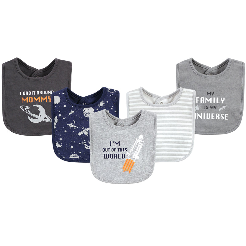 Hudson Baby Cotton Bibs, Outer Space