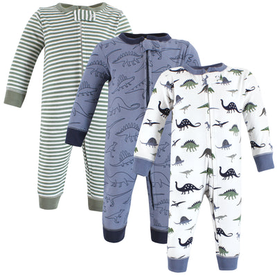 Hudson Baby Cotton Sleep and Play, Blue Green Dino