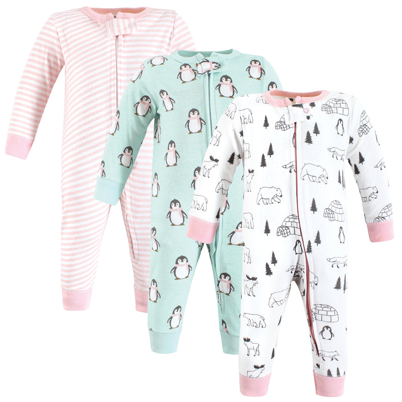 Hudson Baby Cotton Sleep and Play, Girl Penguin