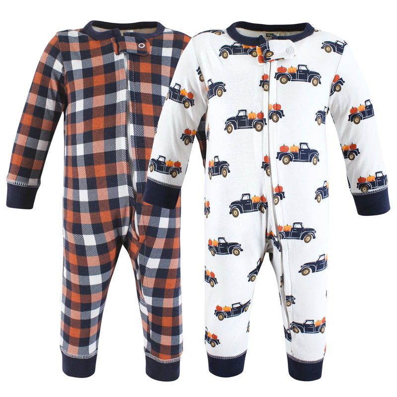 Hudson Baby Cotton Sleep and Play, Pumpkin Truck