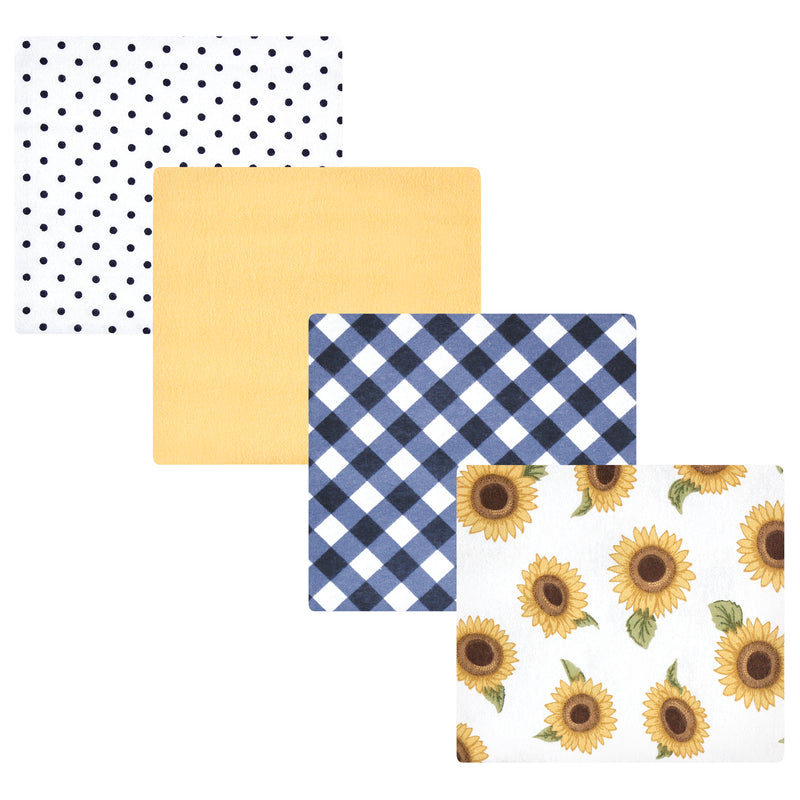 Hudson Baby Cotton Flannel Receiving Blankets, Sunflower
