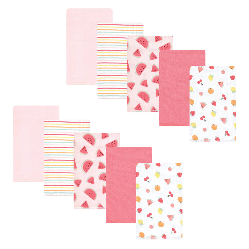 Hudson Baby Cotton Flannel Burp Cloths, Fruit Salad