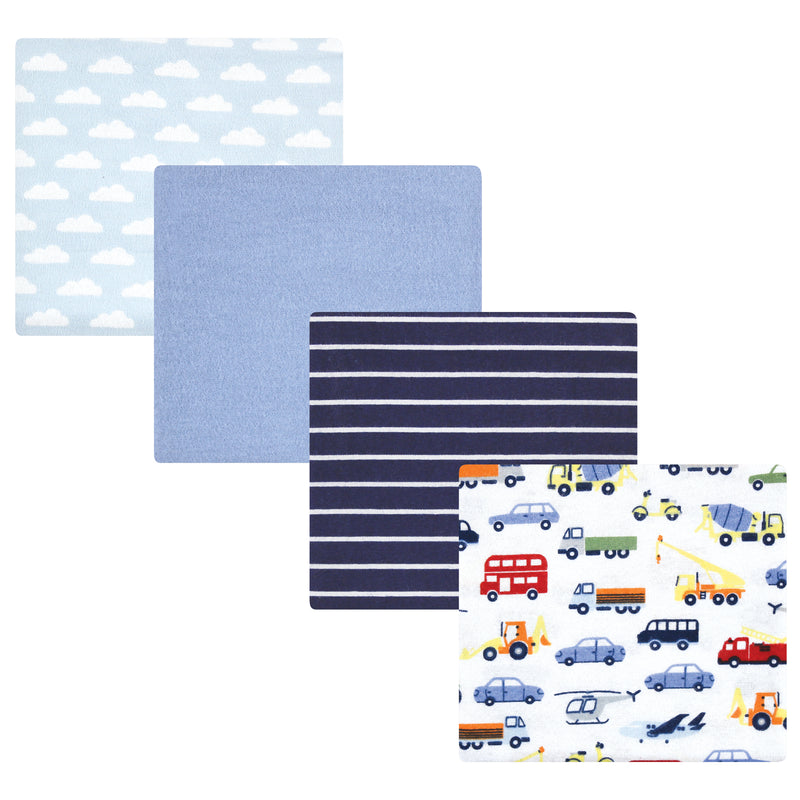 Hudson Baby Cotton Flannel Receiving Blankets, Colorful Transportation