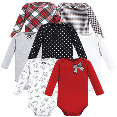 Hudson Baby Cotton Long-Sleeve Bodysuits, Winter Bows 7-Pack