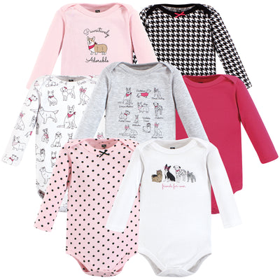 Hudson Baby Cotton Long-Sleeve Bodysuits, Girl Dogs 7-Pack