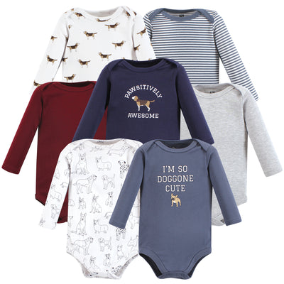Hudson Baby Cotton Long-Sleeve Bodysuits, Boy Dogs 7-Pack