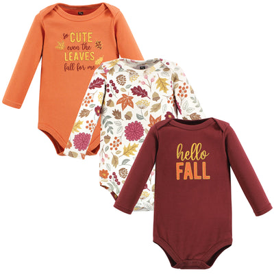 Hudson Baby Cotton Long-Sleeve Bodysuits, Hello Fall