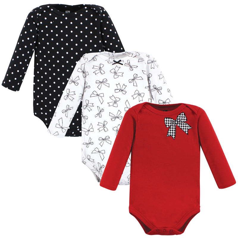 Hudson Baby Cotton Long-Sleeve Bodysuits, Winter Bows 3-Pack