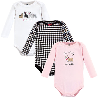 Hudson Baby Cotton Long-Sleeve Bodysuits, Girl Dogs 3-Pack