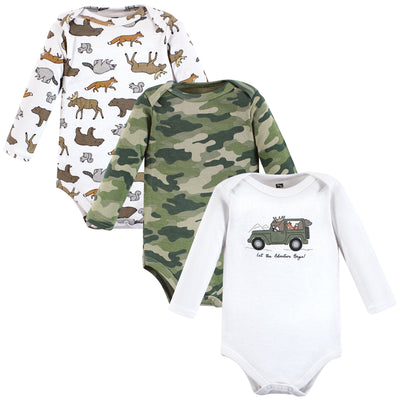 Hudson Baby Cotton Long-Sleeve Bodysuits, Animal Adventure 3-Pack