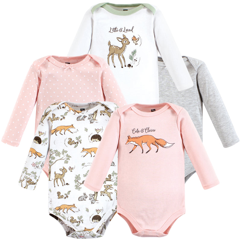 Hudson Baby Cotton Long-Sleeve Bodysuits, Girl Magical Woodland