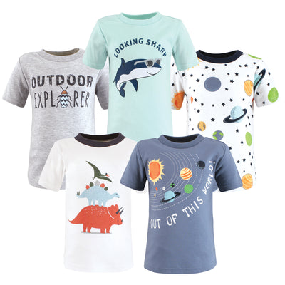 Hudson Baby Short Sleeve T-Shirts, Solar System Shark