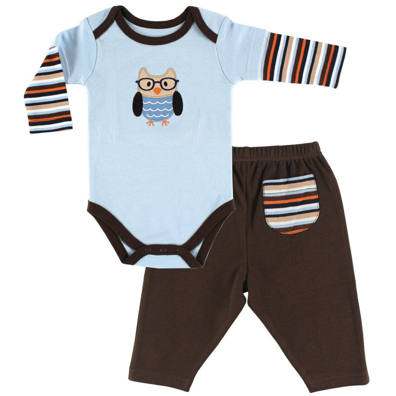 Hudson Baby Cotton Bodysuit and Pant Set, Owl