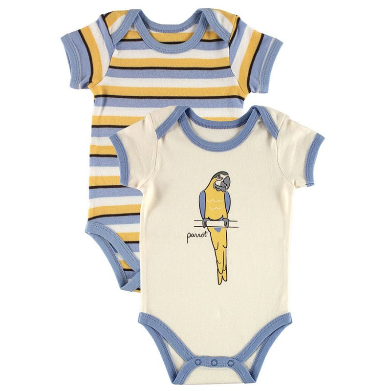 Touched by Nature Organic Cotton Bodysuits, Parrot 2-Pack