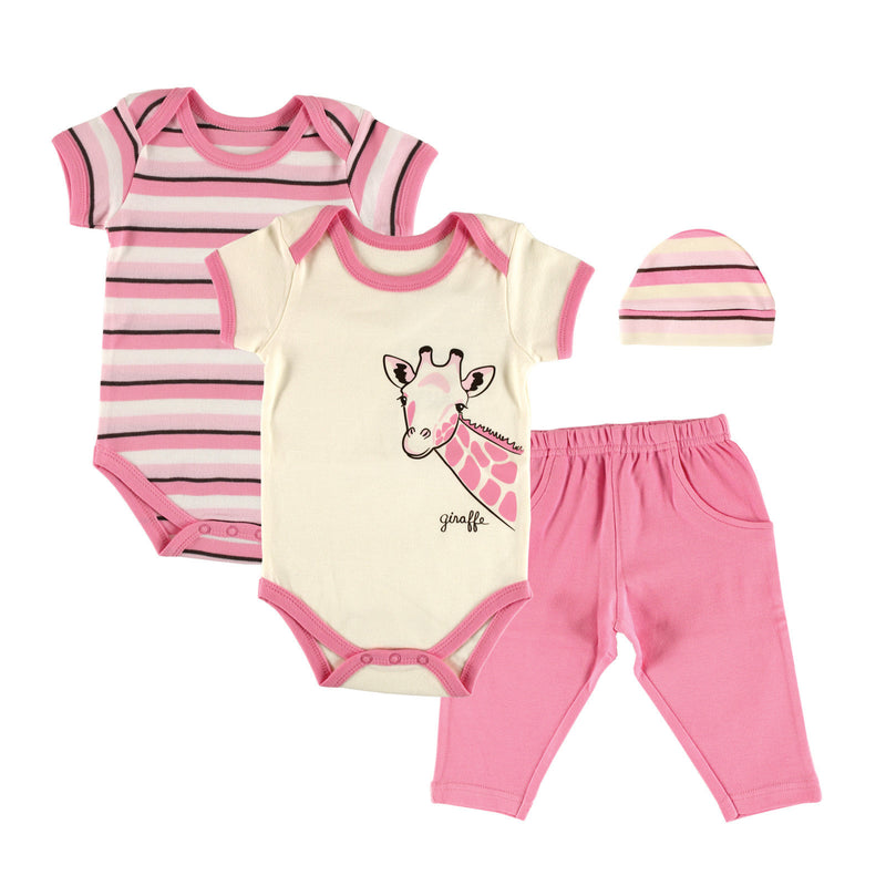 Touched by Nature Organic Cotton Bodysuit and Pant Set, Giraffe 4-Piece