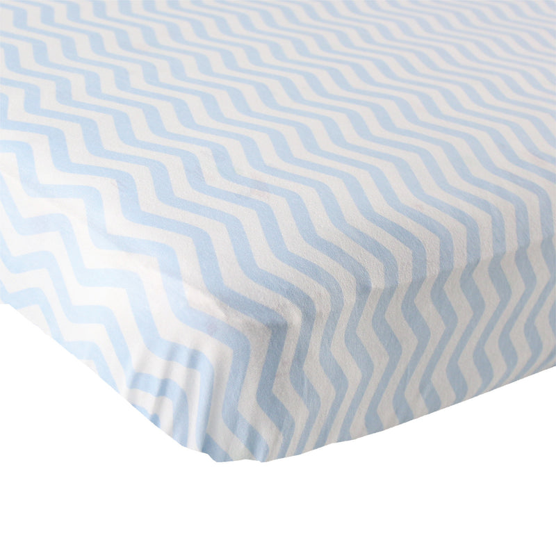 Luvable Friends Fitted Crib Sheet, Blue Chevron
