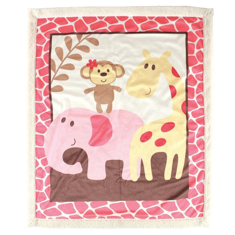 Luvable Friends Plush Blanket with Sherpa Back, Pink
