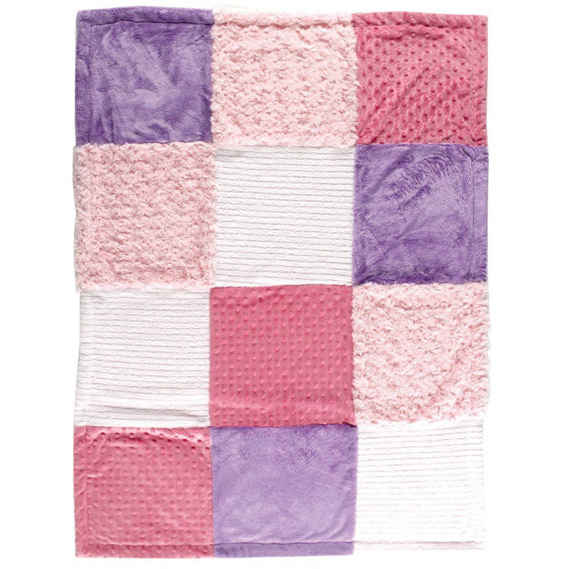 Hudson Baby Multi-Fabric Panel Plush Blanket, Pink