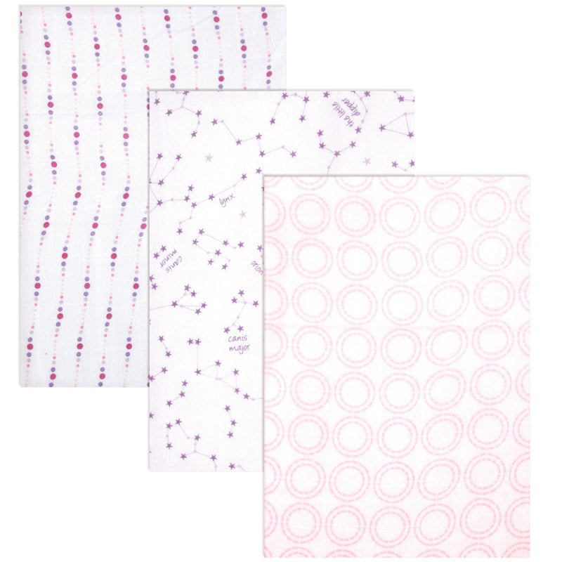 Hudson Baby Cotton Muslin Swaddle Blankets, Pink Constellation