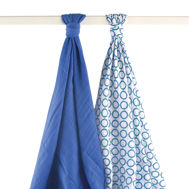 Yoga Sprout Cotton Muslin Swaddle Blankets, Blue Dog