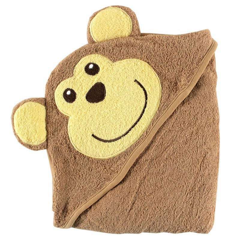 Luvable Friends Cotton Animal Face Hooded Towel, Monkey