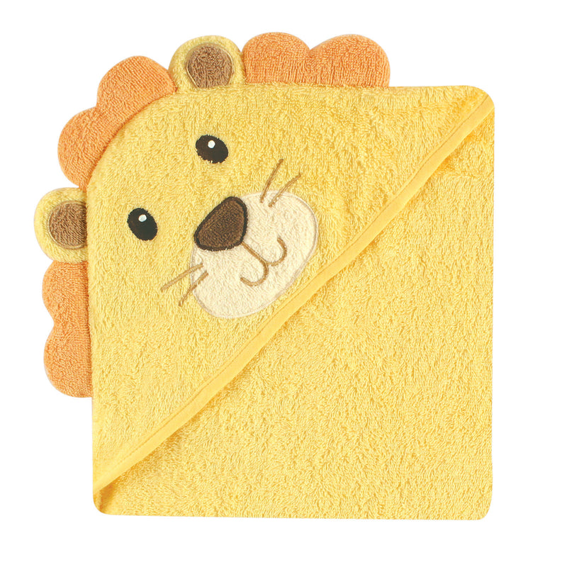 Luvable Friends Cotton Animal Face Hooded Towel, Lion