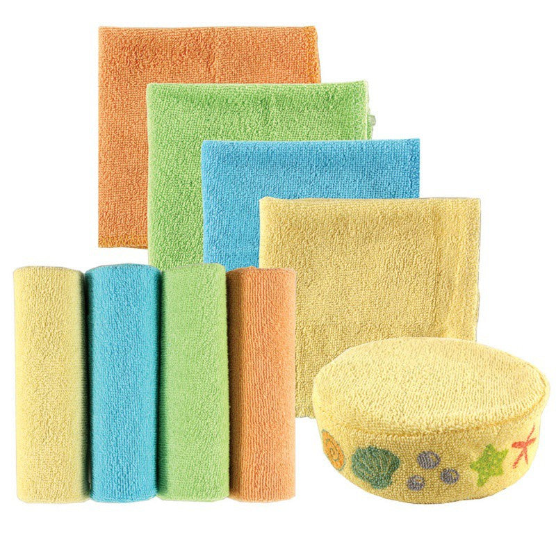 Luvable Friends Washcloths with Bonus Sponge, Yellow Solid