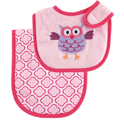 Luvable Friends Bib and Burp Cloth Set, Pink