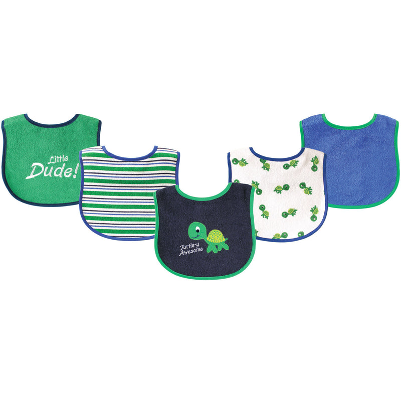 Luvable Friends Cotton Terry Drooler Bibs with PEVA Back, Turtle
