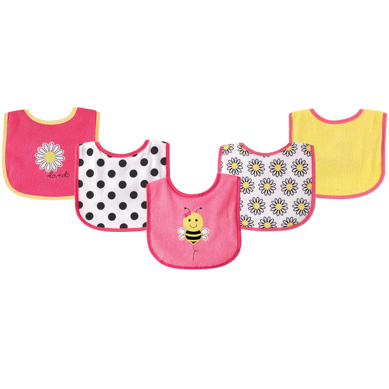 Luvable Friends Cotton Terry Drooler Bibs with PEVA Back, Bee