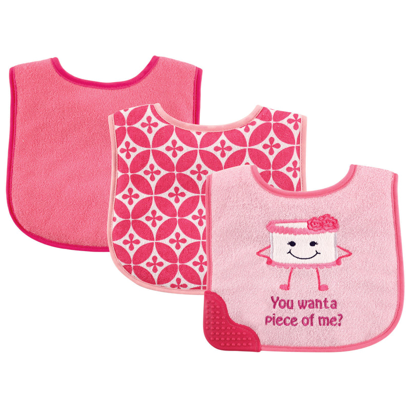 Luvable Friends Feeder Bibs with Teether, Cake