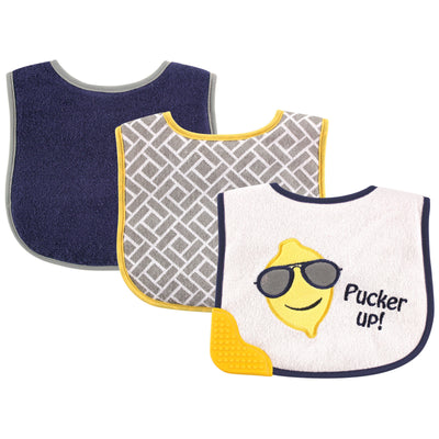 Luvable Friends Feeder Bibs with Teether, Blue Lemon