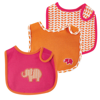 Yoga Sprout Cotton Bibs, Pink Elephant