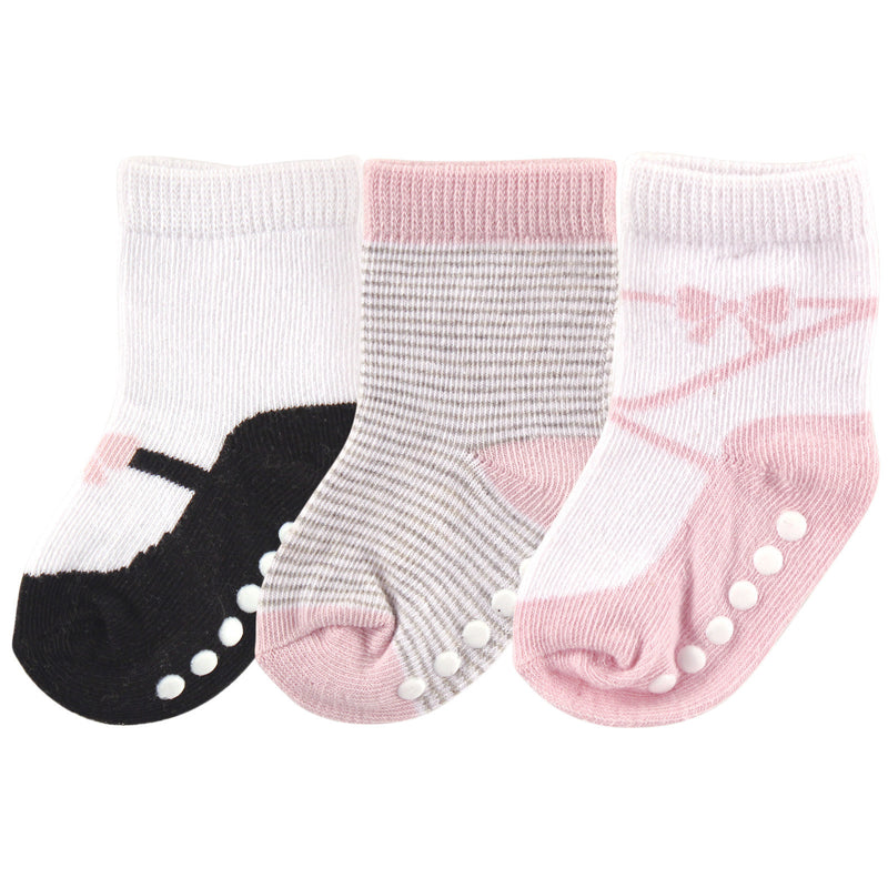Luvable Friends Socks Set, Pink Black Shoes