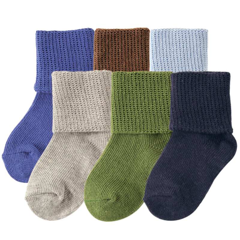 Luvable Friends Newborn and Baby Socks Set, Blue 6-Pack