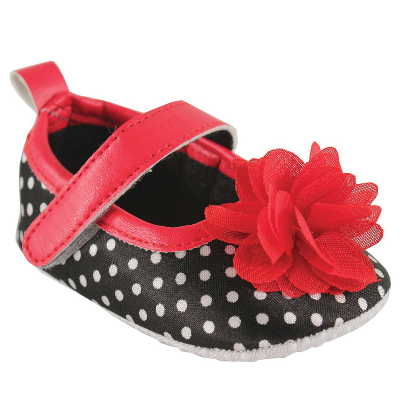 Luvable Friends Crib Shoes, Black With White Dots