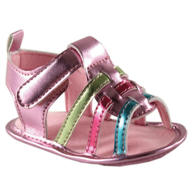 Luvable Friends Crib Shoes, Pink Metallic