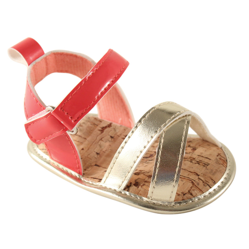 Luvable Friends Crib Shoes, Coral And Gold