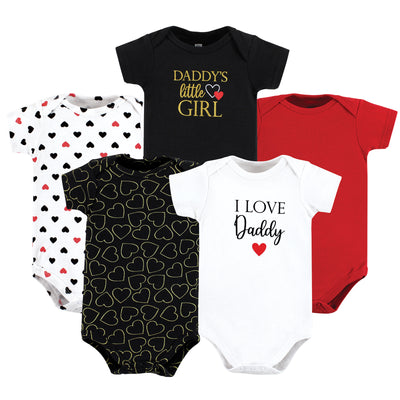 Hudson Baby Cotton Bodysuits, Girl Daddy Red Black 5Pk