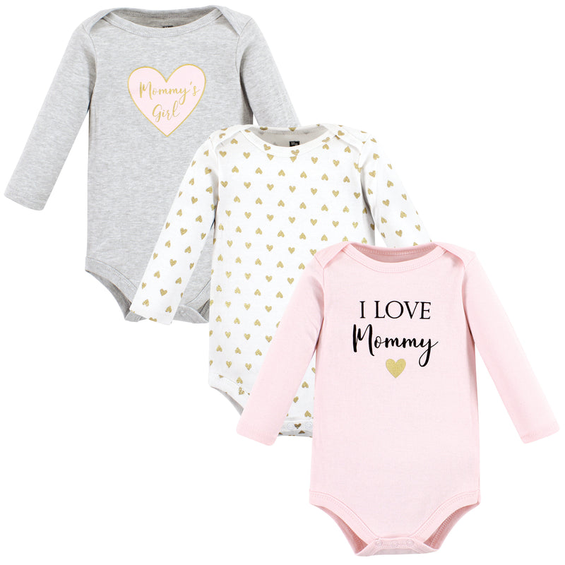 Hudson Baby Cotton Long-Sleeve Bodysuits, Girl Mommy 3-Pack