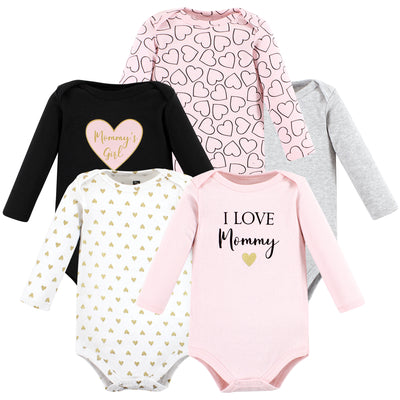 Hudson Baby Cotton Long-Sleeve Bodysuits, Girl Mommy 5-Pack