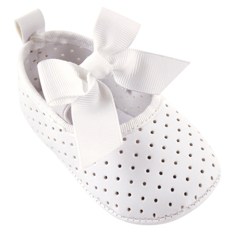 Luvable Friends Crib Shoes, White Mary Jane