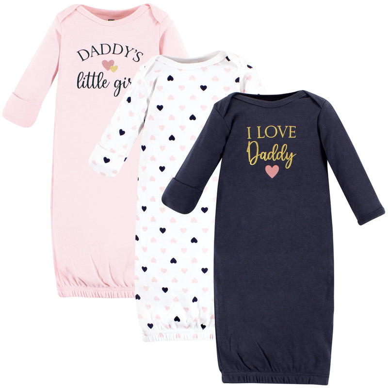 Hudson Baby Cotton Gowns, Girl Daddy Pink Navy