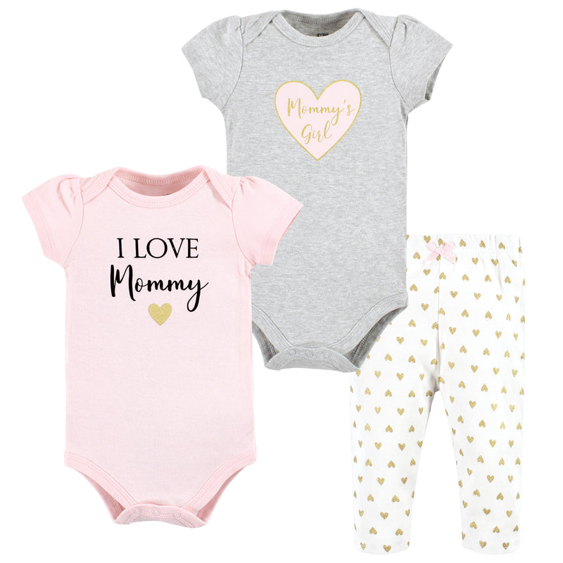 Hudson Baby Cotton Bodysuit and Pant Set, Girl Mommy
